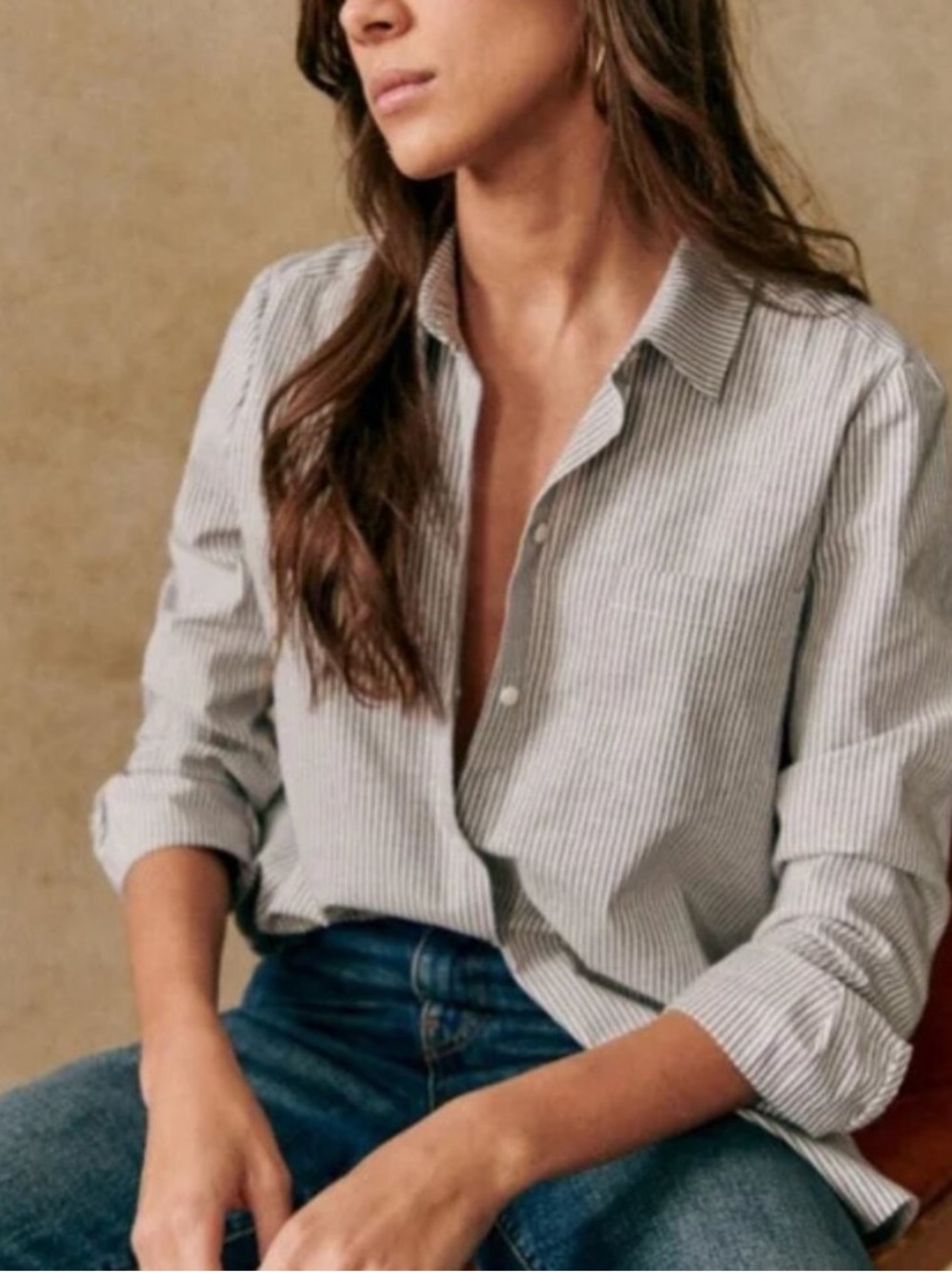 Sezane Tomboy size 34 US 2 ecru navy stripes